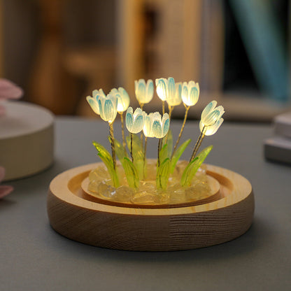 Handmade Tulip Night Light Heat Shrinkable Film DIY Material Bedside Ornament Home Decor Exquisite Gift For Mother Gitlfriend